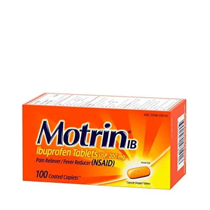 Motrin IB, Ibuprofen 200mg Tablets, Pain Reliever & Fever Reducer for Muscular Aches, Headache, Backache, Menstrual Cramps & Minor Arthritis Pain, NSAID, 100 Ct - dailyvitalstore