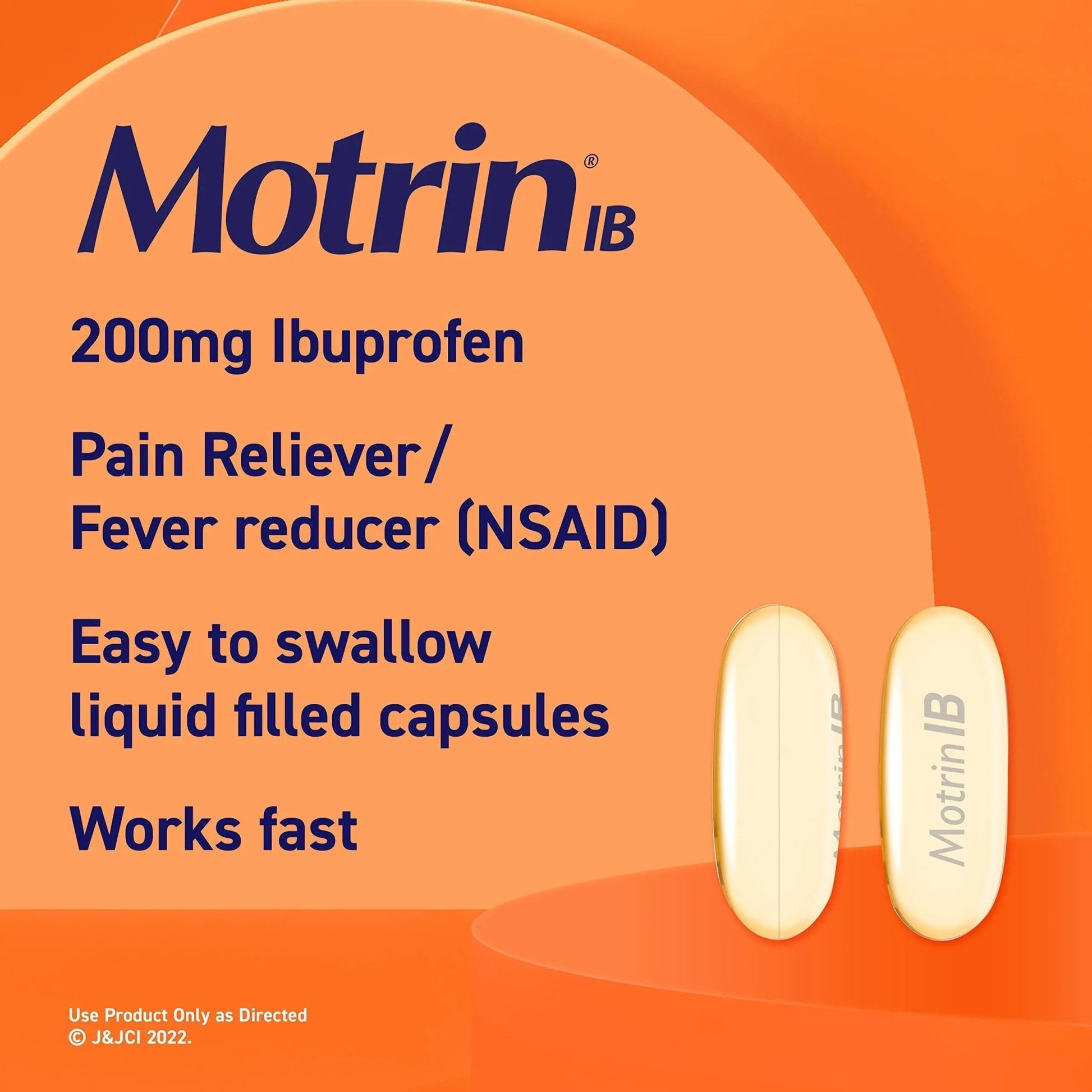 Motrin IB Liquid Gels with 200mg Ibuprofen per Caplet, Pain Reliever & Fever Reducer for Adults, Relief from Minor Arthritis Pain, Muscle Aches, Headache, Menstrual Cramps & Backache, 120 ct - dailyvitalstore