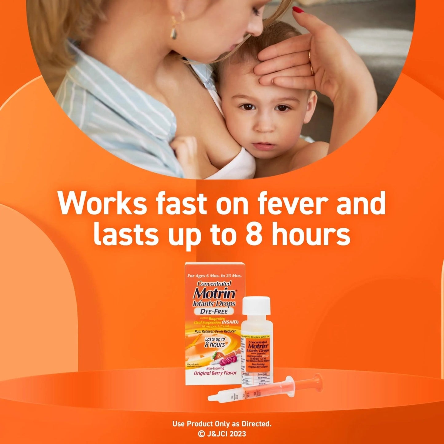 Motrin Infants Infant Ibuprofen Oral Suspension Concentrated Drops, NSAID Fever Reducer & Pain Reliever for Babies, Dye Free, Alcohol-Free, Berry Flavor, Includes Enclosed Syringe, 1 fl. oz - dailyvitalstore
