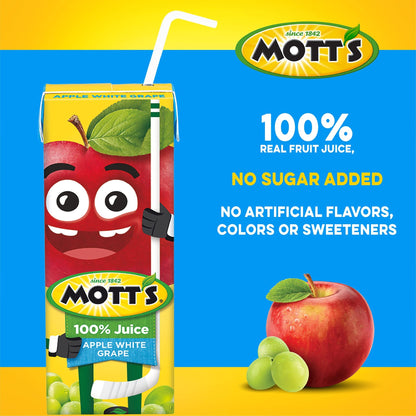 Mott's 100 percent Apple White Grape Juice, 6.75 fl oz boxes (Pack of 32) - dailyvitalstore
