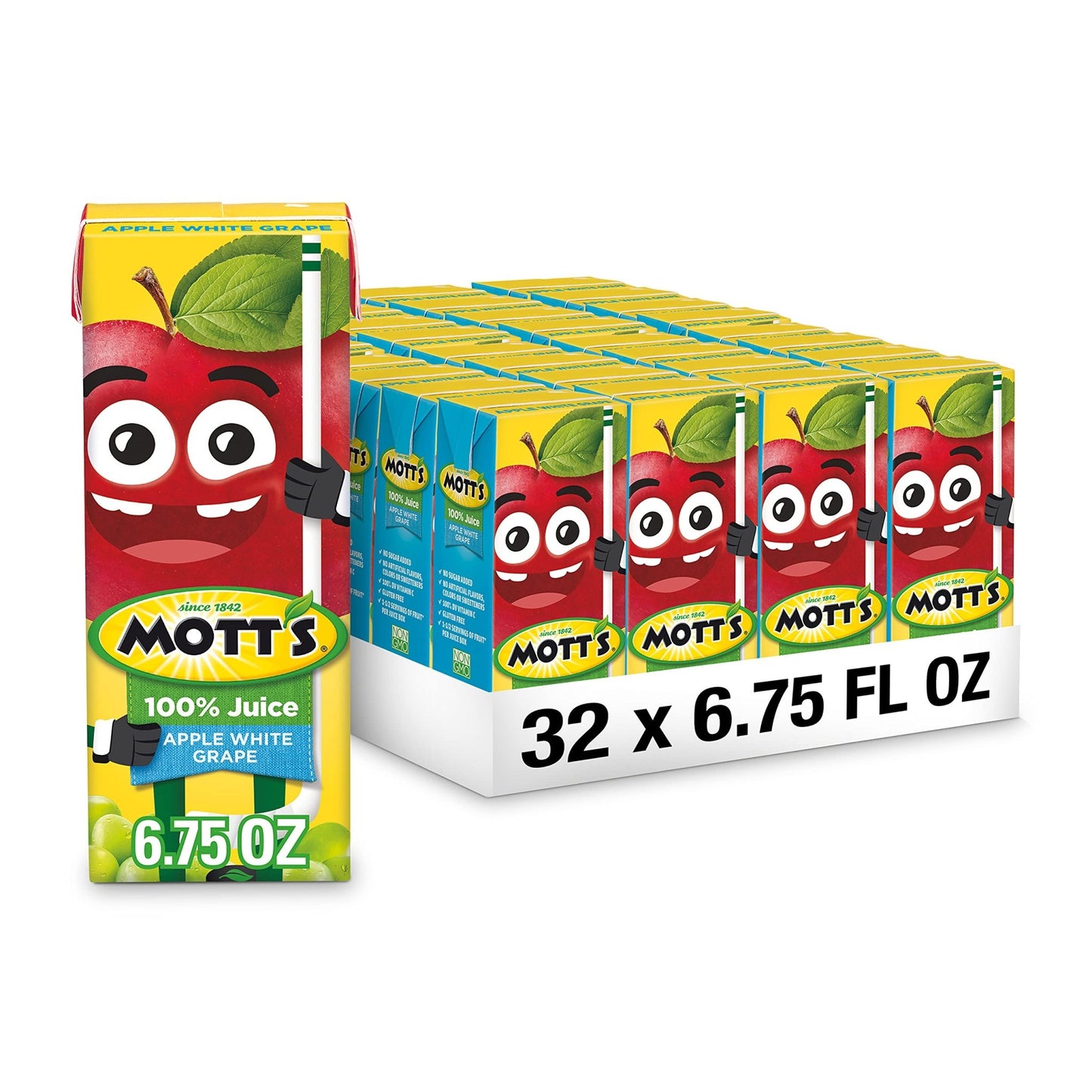 Mott's 100 percent Apple White Grape Juice, 6.75 fl oz boxes (Pack of 32) - dailyvitalstore