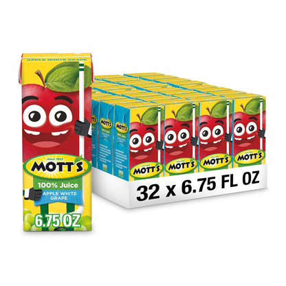 Mott's 100 percent Apple White Grape Juice, 6.75 fl oz boxes (Pack of 32) - dailyvitalstore