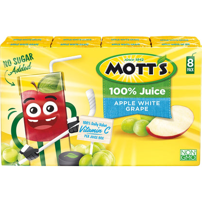 Mott's 100 percent Apple White Grape Juice, 6.75 fl oz boxes (Pack of 32) - dailyvitalstore