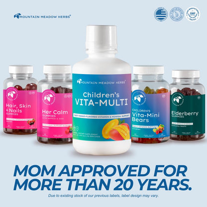 Mountain Meadow Herbs Children's Vita-Multi: Blended Vitamin & Mineral Supplement - Fast Absorbing Liquid Kids Vitamins with Fruits, Greens, and Eye-Protecting Lutein (16 oz.) - dailyvitalstore