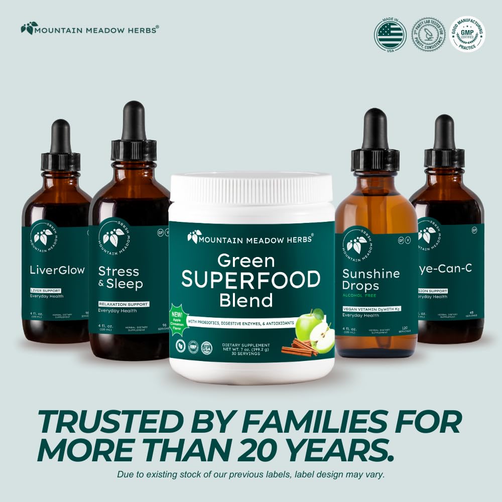 Mountain Meadow Herbs Green Superfood Blend – Spirulina, Chlorella, Mushrooms, Probiotics, Digestive Enzymes, Antioxidants – Organic Greens Powder for Energy & Gut Health – 30 Servings - dailyvitalstore