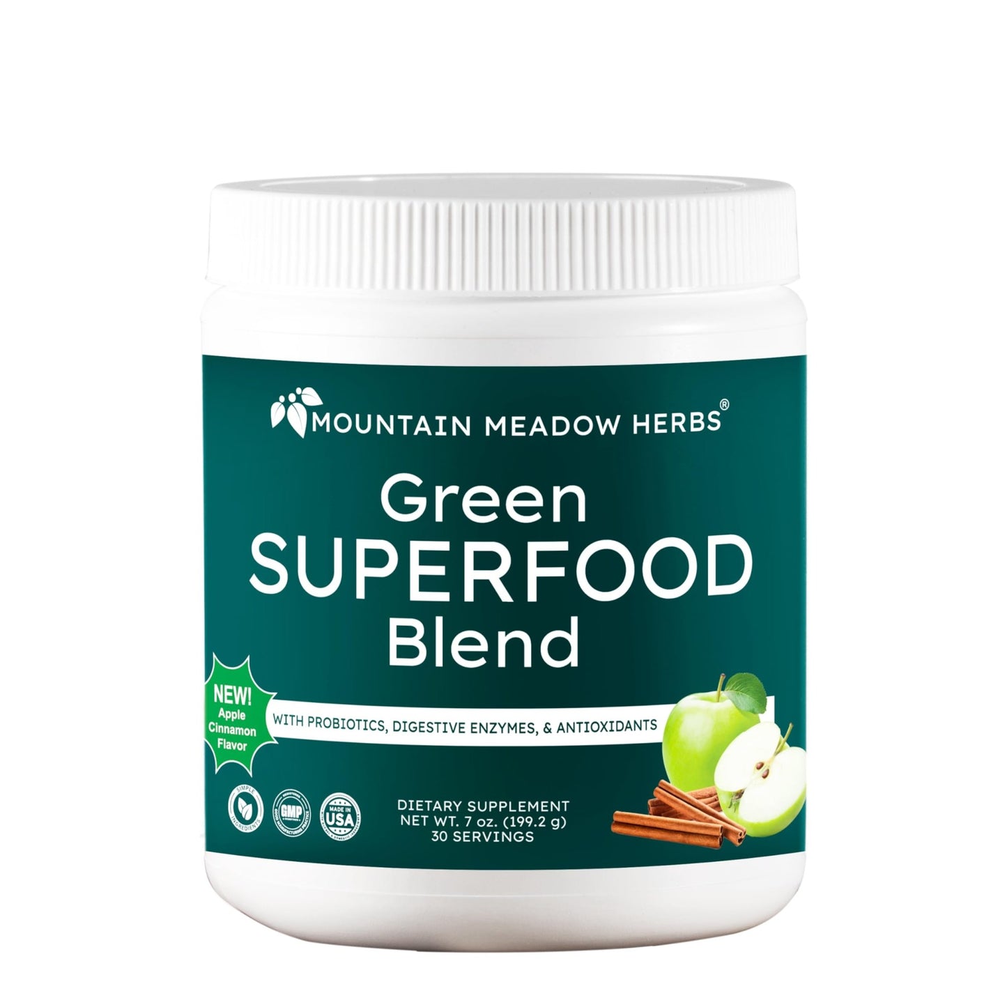 Mountain Meadow Herbs Green Superfood Blend – Spirulina, Chlorella, Mushrooms, Probiotics, Digestive Enzymes, Antioxidants – Organic Greens Powder for Energy & Gut Health – 30 Servings - dailyvitalstore