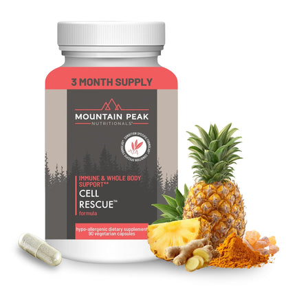 Mountain Peak Nutritionals Cell Rescue - Antioxidant Immune Support Supplement with Turmeric, Ginger Root, and Bromelain - Supports Intestinal Health & Whole Body (90 Capsules) - dailyvitalstore