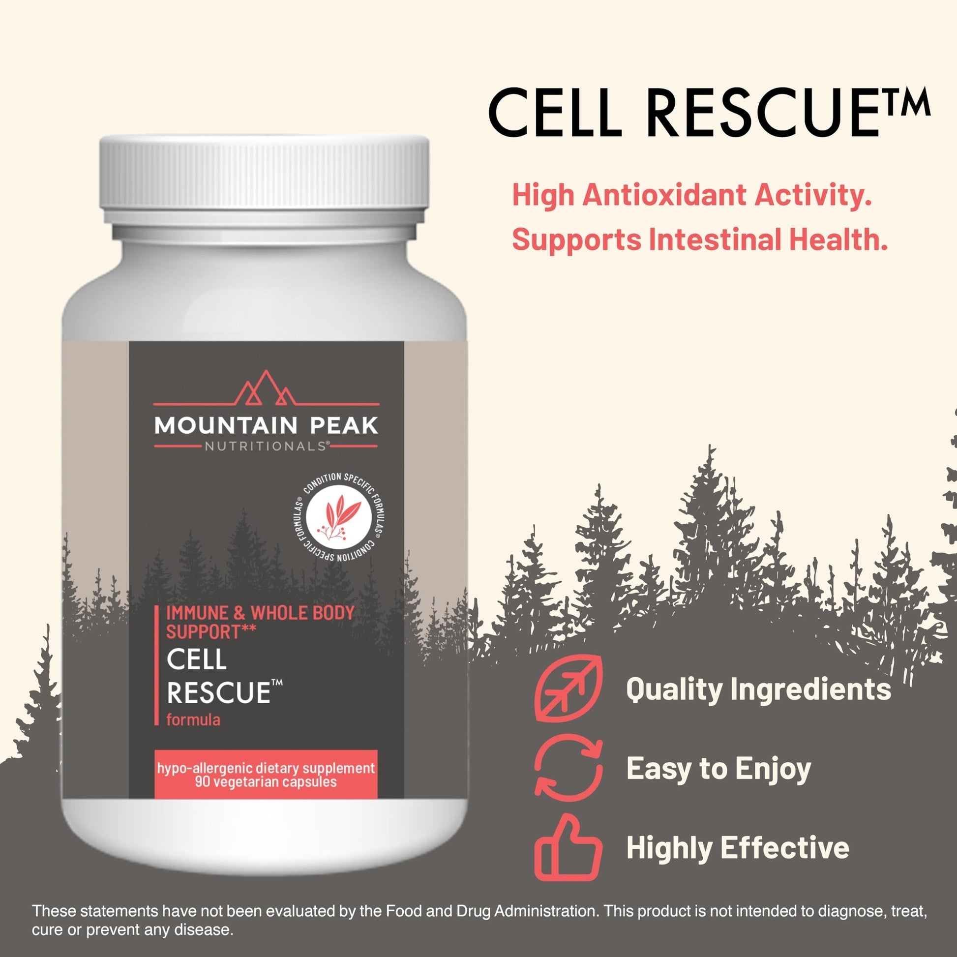 Mountain Peak Nutritionals Cell Rescue - Antioxidant Immune Support Supplement with Turmeric, Ginger Root, and Bromelain - Supports Intestinal Health & Whole Body (90 Capsules) - dailyvitalstore