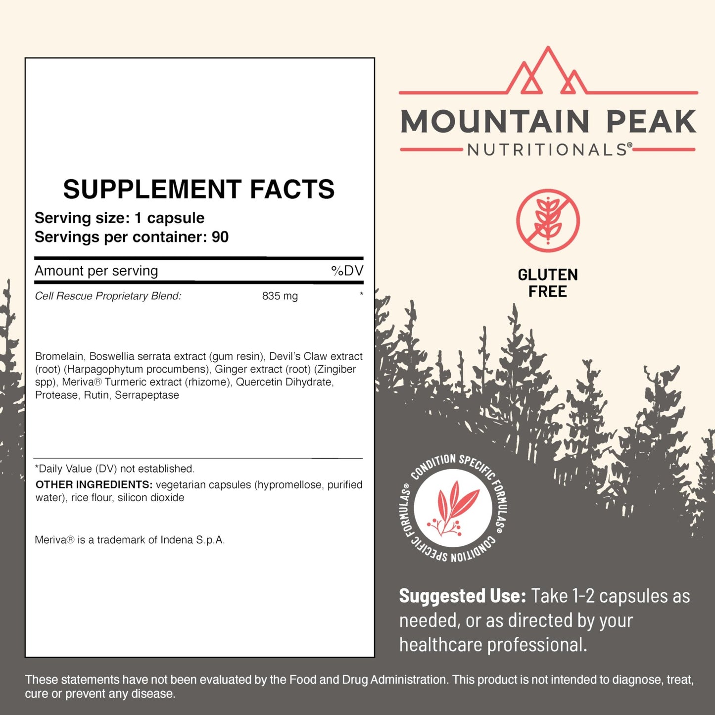 Mountain Peak Nutritionals Cell Rescue - Antioxidant Immune Support Supplement with Turmeric, Ginger Root, and Bromelain - Supports Intestinal Health & Whole Body (90 Capsules) - dailyvitalstore