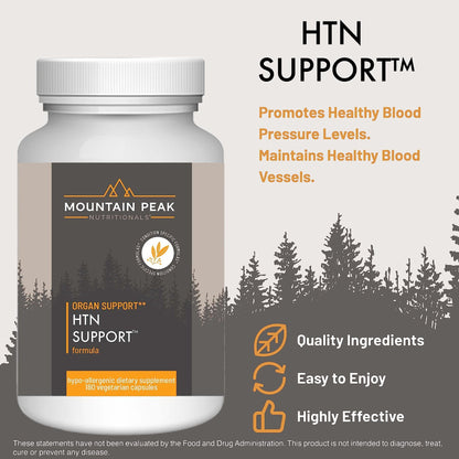 Mountain Peak Nutritionals HTN Blood Pressure Support Supplement for Heart & Circulation Health - Advanced Cardiovascular Formula with Rauwolfia, Hawthorn Berry, & Magnesium (180 Vegetarian Capsules) - dailyvitalstore