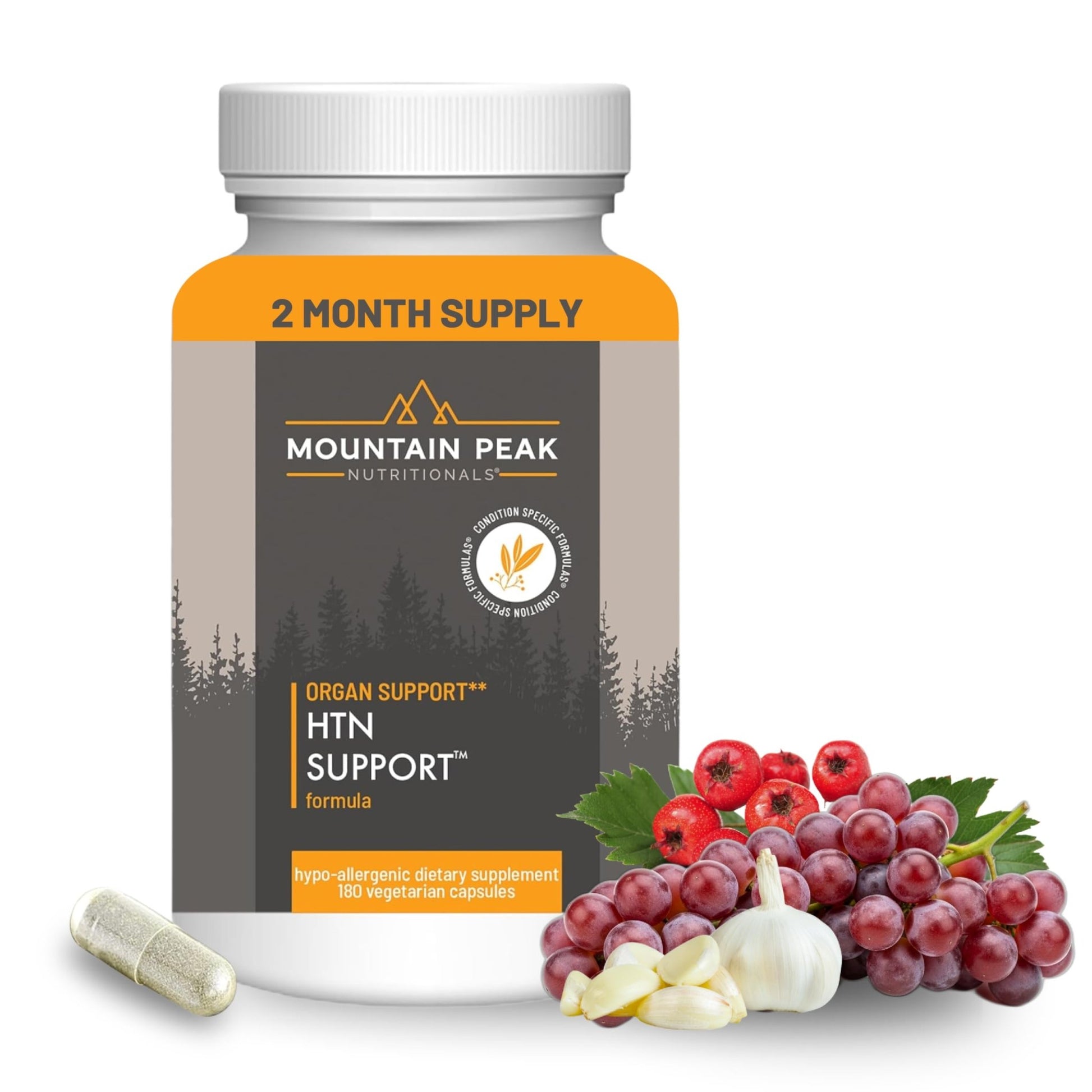 Mountain Peak Nutritionals HTN Blood Pressure Support Supplement for Heart & Circulation Health - Advanced Cardiovascular Formula with Rauwolfia, Hawthorn Berry, & Magnesium (180 Vegetarian Capsules) - dailyvitalstore