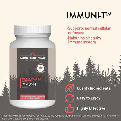 Mountain Peak Nutritionals Immuni-T Advanced Immune Support Supplement - 4-in-1 Formula with Vitamin C, A, Zinc, & Mushroom Blend - Daily Wellness & Seasonal Defense (60 Vegetarian Capsules) - dailyvitalstore