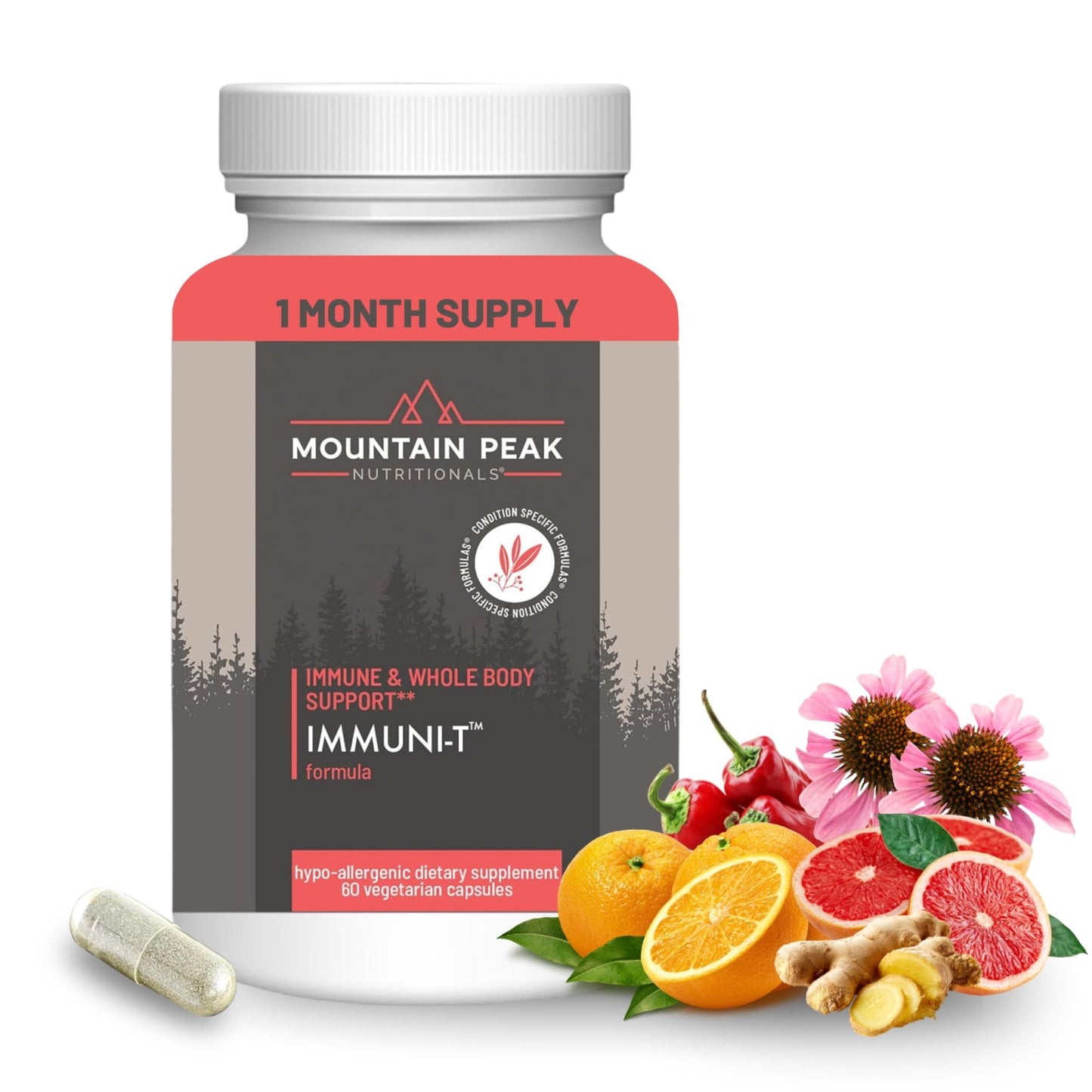 Mountain Peak Nutritionals Immuni-T Advanced Immune Support Supplement - 4-in-1 Formula with Vitamin C, A, Zinc, & Mushroom Blend - Daily Wellness & Seasonal Defense (60 Vegetarian Capsules) - dailyvitalstore