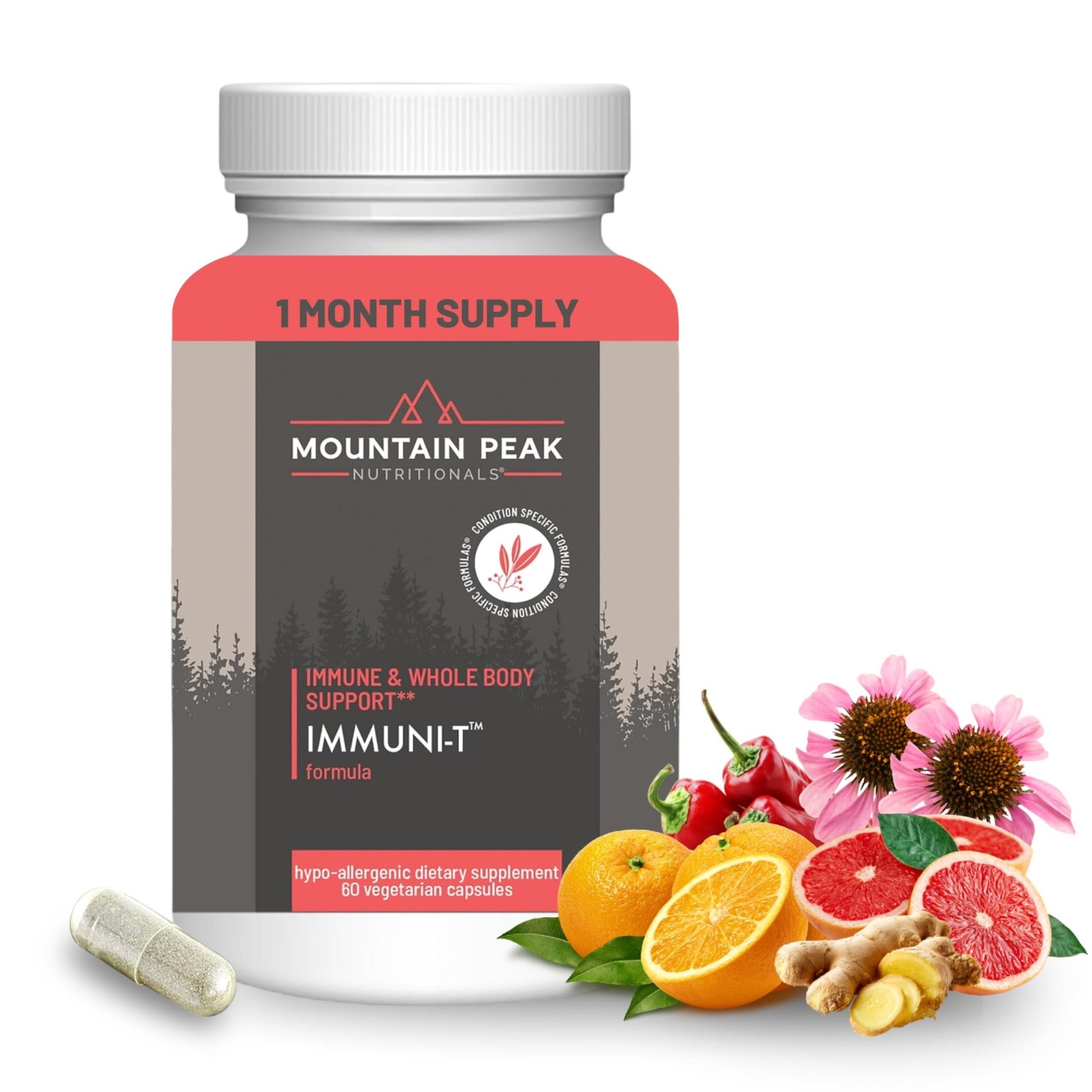 Mountain Peak Nutritionals Immuni-T Advanced Immune Support Supplement - 4-in-1 Formula with Vitamin C, A, Zinc, & Mushroom Blend - Daily Wellness & Seasonal Defense (60 Vegetarian Capsules) - dailyvitalstore