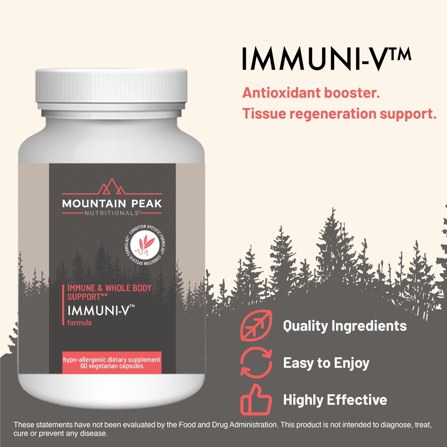 Mountain Peak Nutritionals Immuni-V - Immune System & Whole Body Support Supplement - Natural Antioxidant Booster with Humic Acid, Olive Extract, & Elderberry (60 Vegetarian Capsules) - dailyvitalstore