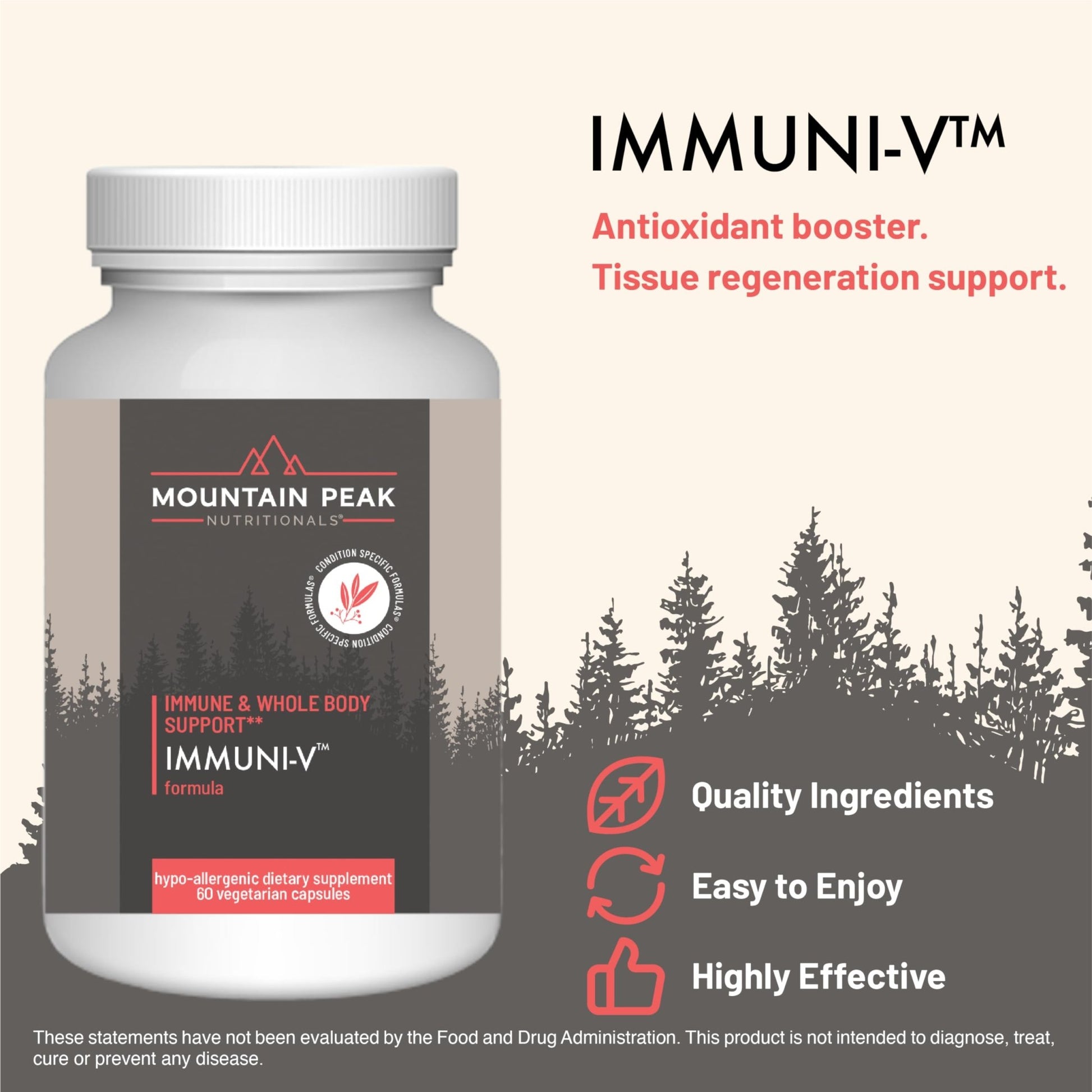 Mountain Peak Nutritionals Immuni-V - Immune System & Whole Body Support Supplement - Natural Antioxidant Booster with Humic Acid, Olive Extract, & Elderberry (60 Vegetarian Capsules) - dailyvitalstore