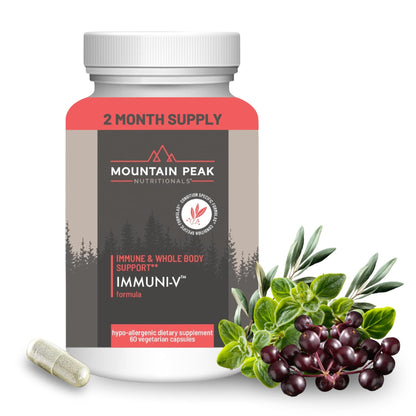 Mountain Peak Nutritionals Immuni-V - Immune System & Whole Body Support Supplement - Natural Antioxidant Booster with Humic Acid, Olive Extract, & Elderberry (60 Vegetarian Capsules) - dailyvitalstore