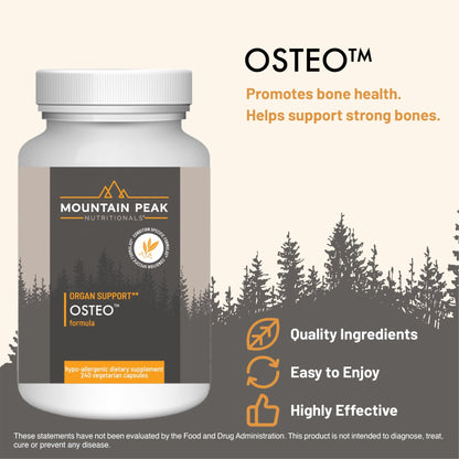 Mountain Peak Nutritionals Osteo Supplement - Organ & Strong Bone Support, Promotes Bone Health - With Vitamins D3, K2, Calcium, and Magnesium - Bone Building & Strengthening (240 Vegetarian Capsules) - dailyvitalstore
