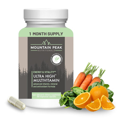 Mountain Peak Nutritionals Ultra High Multivitamin for Men & Women - with Vitamins A, B12, B6, C, D, E, Magnesium, Zinc, Folic Acid, Digestive Enzymes & Probiotics (180 Vegetarian Capsules) - dailyvitalstore