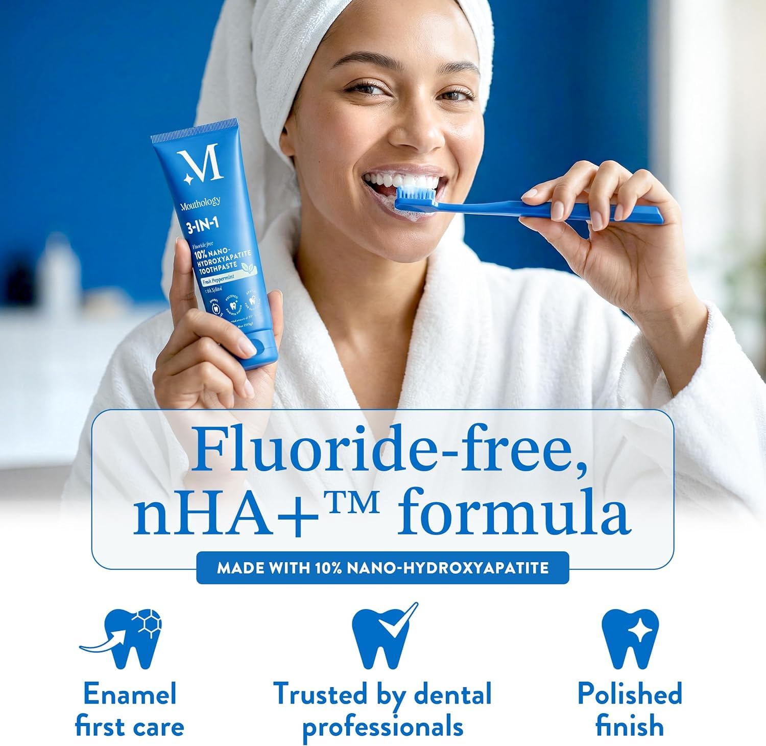 Mouthology 10% Nano Hydroxyapatite Toothpaste Fluoride Free, Whitening*, Rod Shaped nHa, Xylitol Toothpaste for Adults, Enamel Care*, Sensitive Teeth*, SLS Free - dailyvitalstore