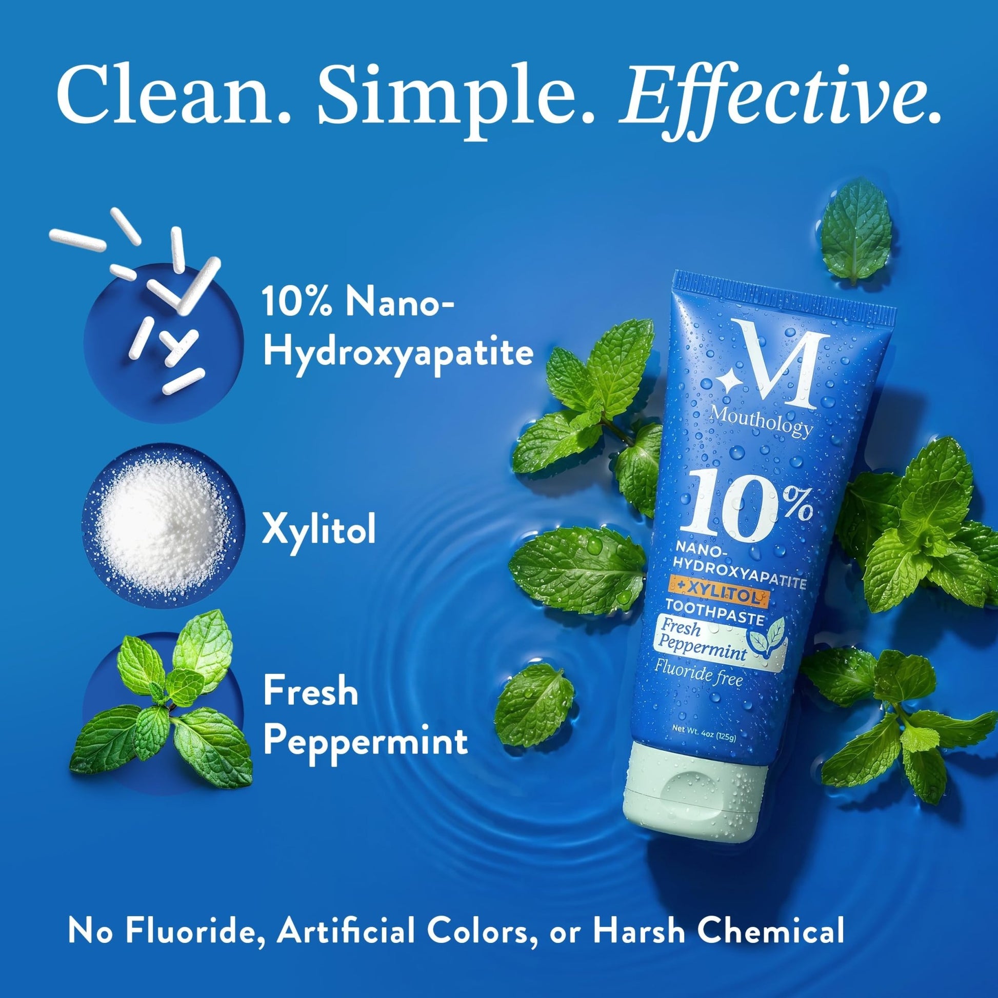 Mouthology 10% Nano Hydroxyapatite Toothpaste Fluoride Free, Whitening*, Rod Shaped nHa, Xylitol Toothpaste for Adults, Enamel Care*, Sensitive Teeth*, SLS Free - dailyvitalstore