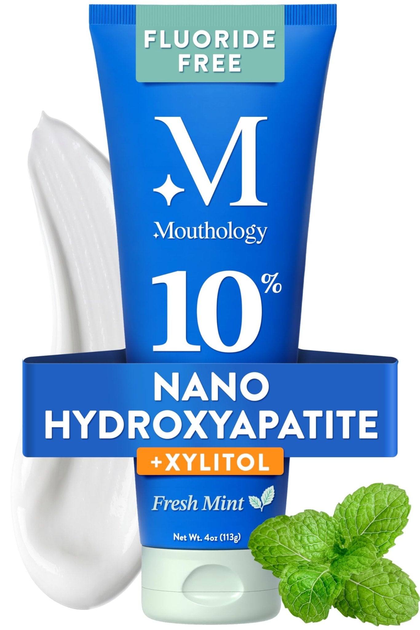 Mouthology 10% Nano Hydroxyapatite Toothpaste Fluoride Free, Whitening*, Rod Shaped nHa, Xylitol Toothpaste for Adults, Enamel Care*, Sensitive Teeth*, SLS Free - dailyvitalstore