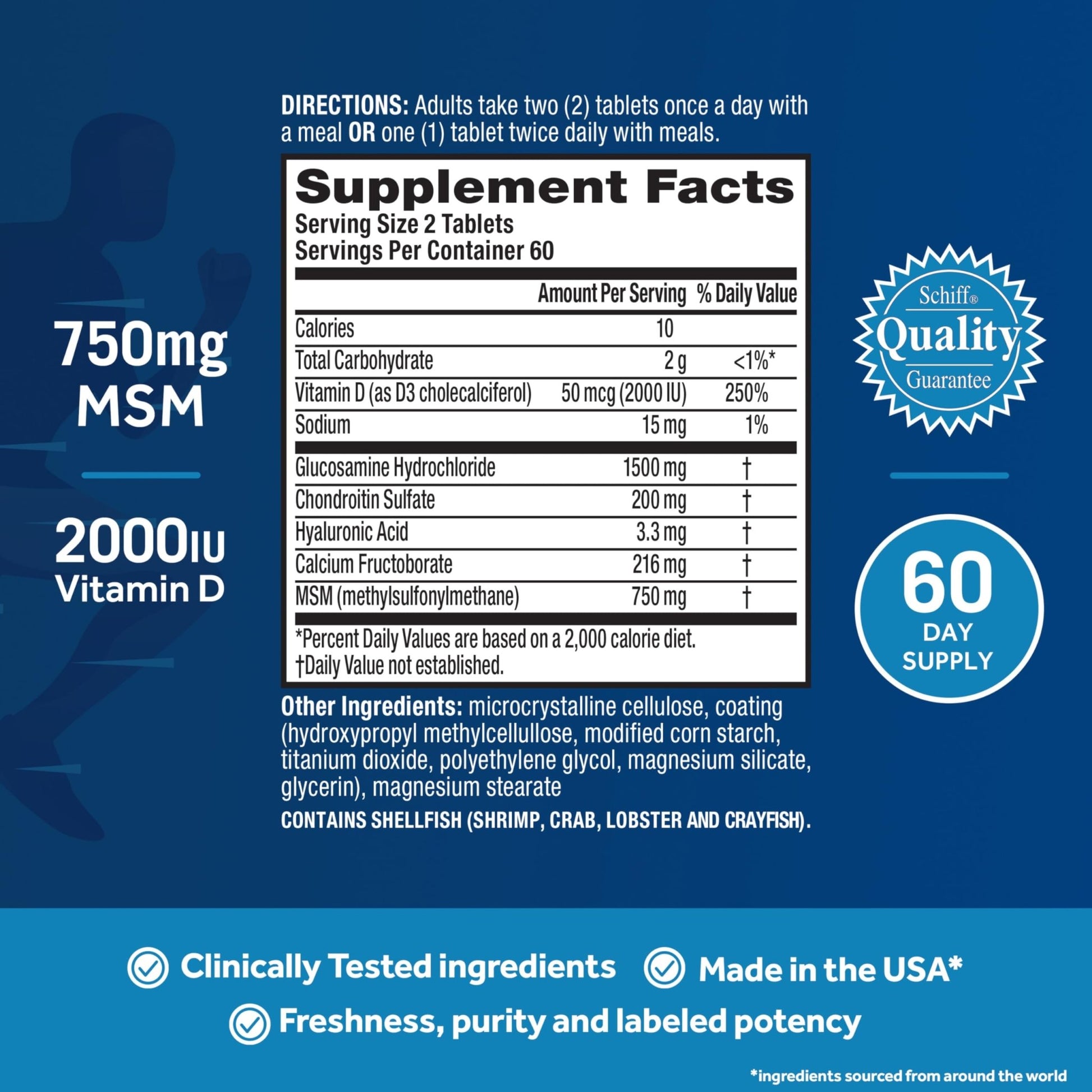 Move Free Advanced Glucosamine Chondroitin MSM + Vitamin D3 Joint Support Supplement, Supports Mobility Comfort Strength Flexibility & Bone + Immune Health - 120 Tablets (40 servings)* - dailyvitalstore
