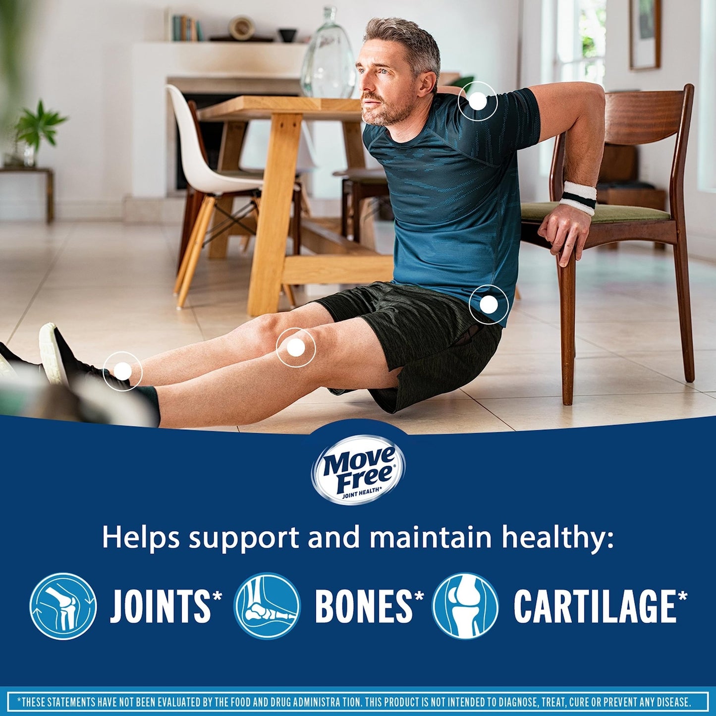 Move Free Advanced Glucosamine Chondroitin MSM + Vitamin D3 Joint Support Supplement, Supports Mobility Comfort Strength Flexibility & Bone + Immune Health - 120 Tablets (40 servings)* - dailyvitalstore