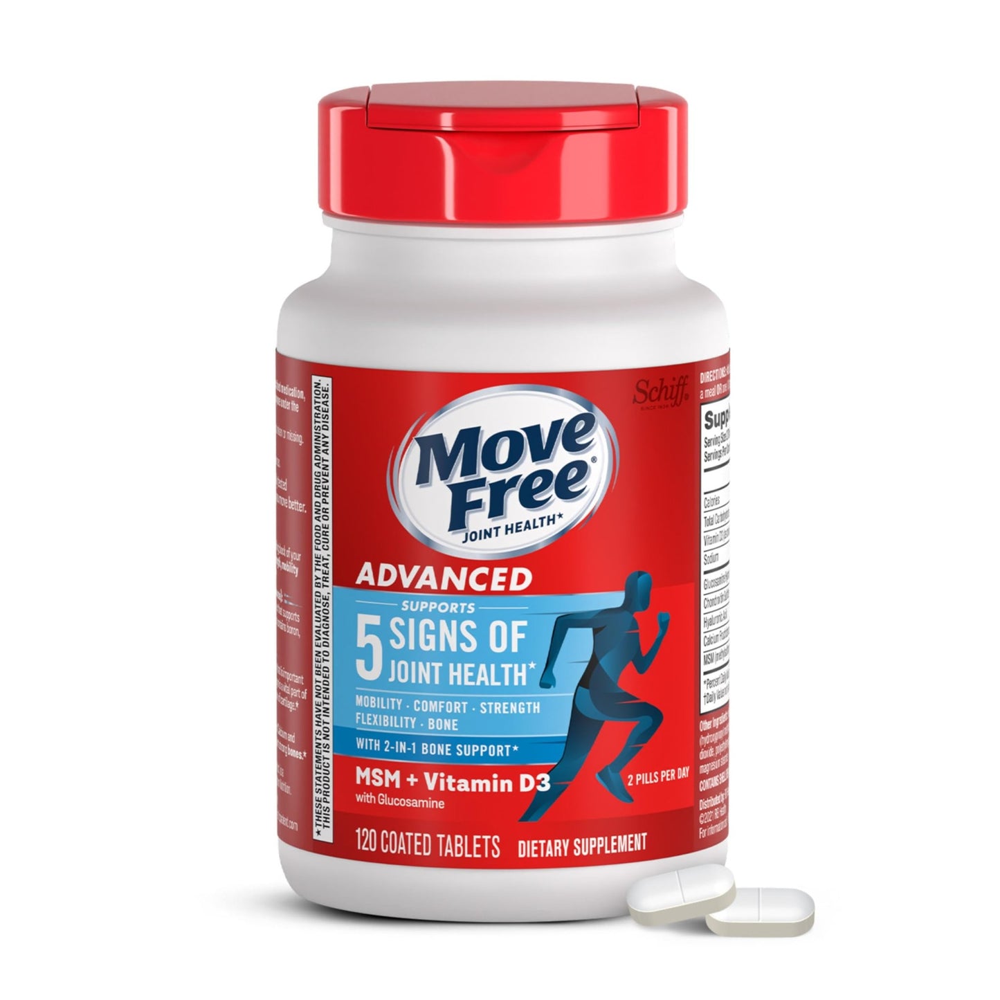 Move Free Advanced Glucosamine Chondroitin MSM + Vitamin D3 Joint Support Supplement, Supports Mobility Comfort Strength Flexibility & Bone + Immune Health - 120 Tablets (40 servings)* - dailyvitalstore