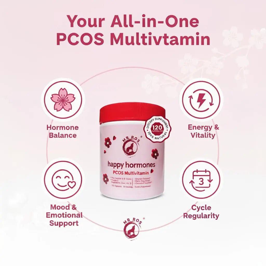Mr Ros PCOS Multivitamin for Women – Happy Hormones Formula – Myo & D-Chiro Inositol 40:1, Omega-3, Vitamin D3, Zinc & Magnesium - dailyvitalstore