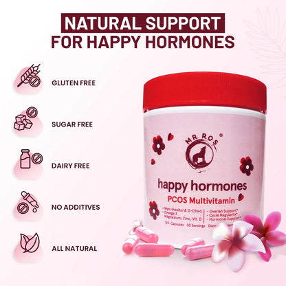 Mr Ros PCOS Multivitamin for Women – Happy Hormones Formula – Myo & D-Chiro Inositol 40:1, Omega-3, Vitamin D3, Zinc & Magnesium - dailyvitalstore