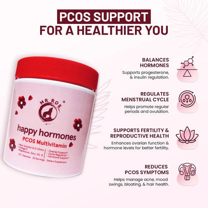 Mr Ros PCOS Multivitamin for Women – Happy Hormones Formula – Myo & D-Chiro Inositol 40:1, Omega-3, Vitamin D3, Zinc & Magnesium - dailyvitalstore