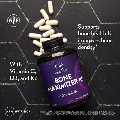 MRM Nutrition Bone Maximizer® III | with MCHA + Vitamin D3 + Vitamin K2 | Bone Health | High Potency | Key Vitamins and Minerals for Bones | 50 Servings - dailyvitalstore
