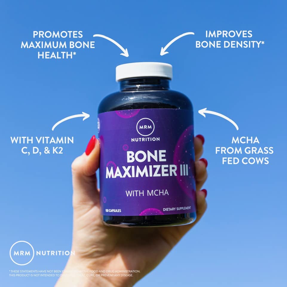 MRM Nutrition Bone Maximizer® III | with MCHA + Vitamin D3 + Vitamin K2 | Bone Health | High Potency | Key Vitamins and Minerals for Bones | 50 Servings - dailyvitalstore
