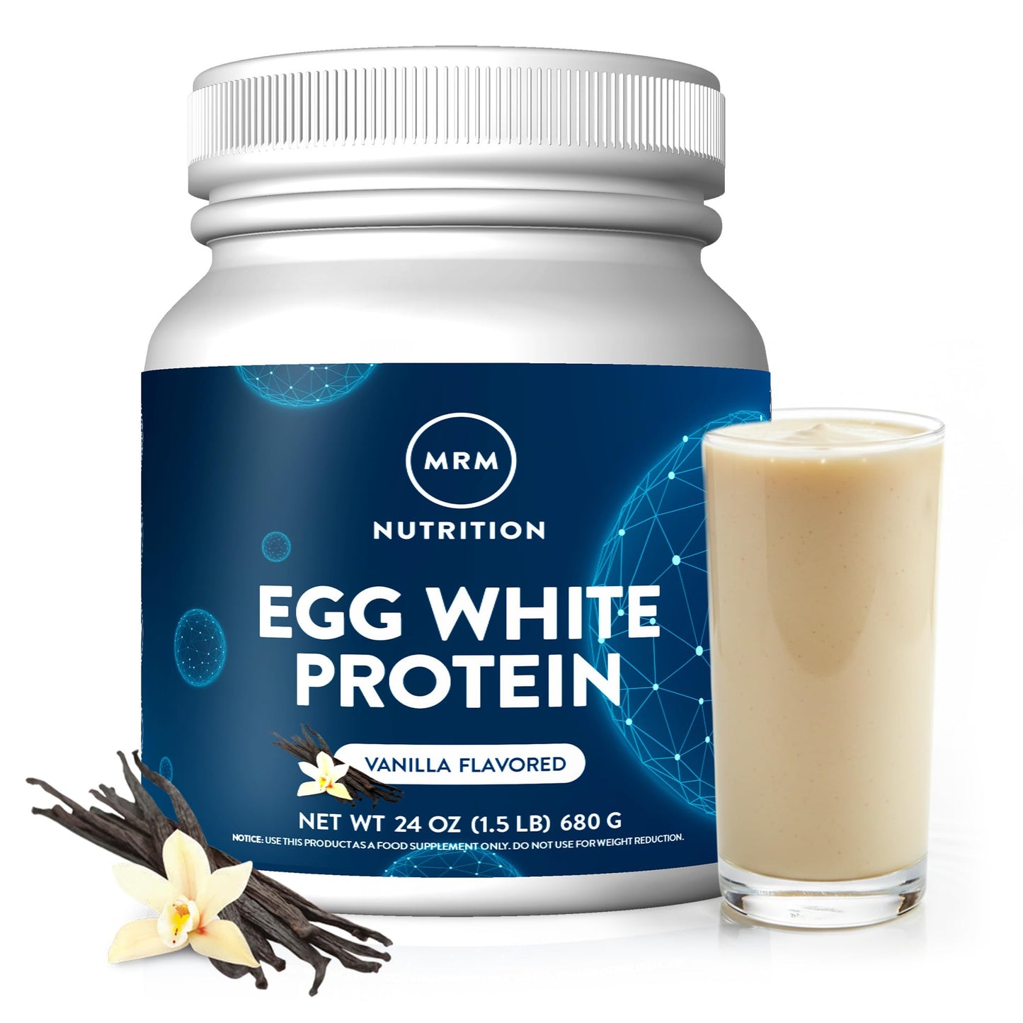 MRM Nutrition Egg White Protein - Sugar Free Vanilla Flavored Powder, 23g Fat-Free Protein with Digestive Enzymes, Free of Dairy, Gluten, and Soy, High Biological Value - 20 Servings - dailyvitalstore