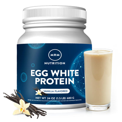 MRM Nutrition Egg White Protein - Sugar Free Vanilla Flavored Powder, 23g Fat-Free Protein with Digestive Enzymes, Free of Dairy, Gluten, and Soy, High Biological Value - 20 Servings - dailyvitalstore