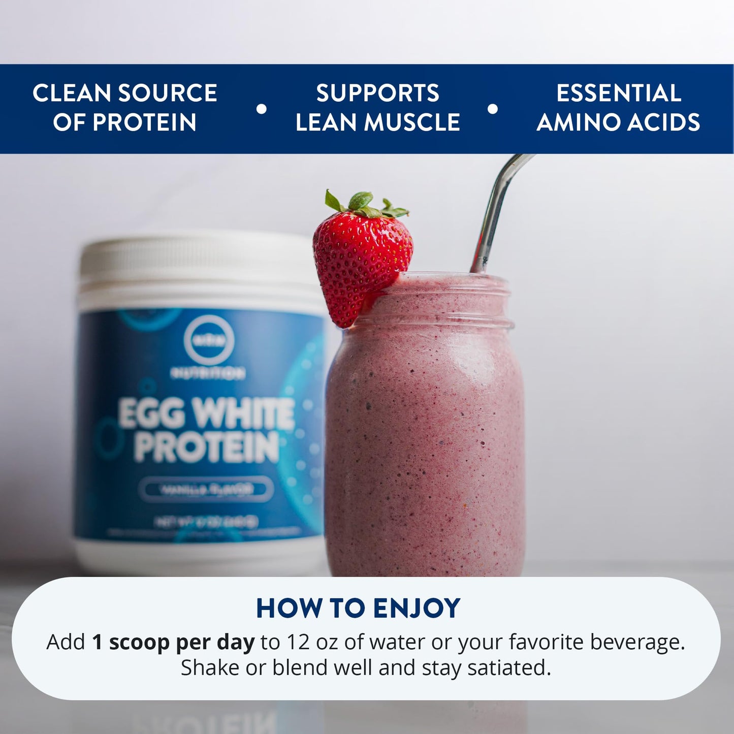MRM Nutrition Egg White Protein - Sugar Free Vanilla Flavored Powder, 23g Fat-Free Protein with Digestive Enzymes, Free of Dairy, Gluten, and Soy, High Biological Value - 20 Servings - dailyvitalstore