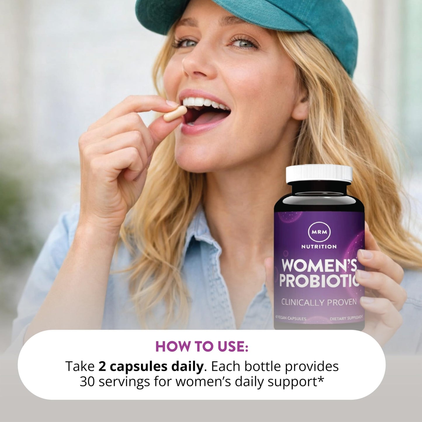 MRM Nutrition Women's Probiotics - Patented Formula Supports Urinary Tract, Vaginal, & Immune Health for Women, Prebiotic Supplement, 3.5 Billion Cells - dailyvitalstore