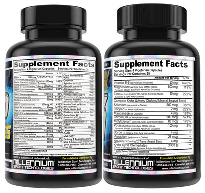 MST Foundation Stack, ZMK Nighttime Multi-Mineral, 120 V-Caps and MVP-365 Premium Multiple Vitamin, 1000iu Vitamin D3, 120 V-Caps, BSCG Certified Drug Free Millennium Sport Technologies - dailyvitalstore