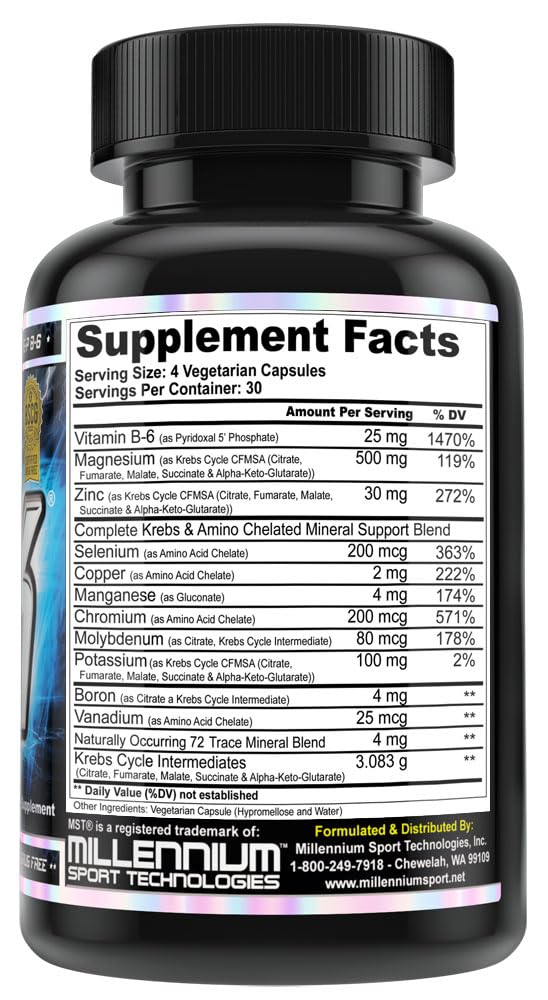 MST ZMK (Zinc & Magnesium as Krebs Chelates (as Citrate, Fumarate, Malate, Succinate, Alpha-Keto-Glutarate. With Mineral Support Blend & Trace Minerals. Support ATP, Sleep, Muscle Recovery, 120 V Caps - dailyvitalstore