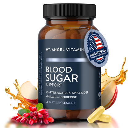 Mt. Angel Vitamins Blood Sugar Support Supplement - Natural Supplement with Pysllium Husk, Berberine with Ceylon Cinnamon, and Apple Cider Vinegar - Supports Healthy Blood Sugar Levels - 60 Capsules - dailyvitalstore