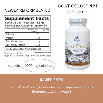Mt. Capra Goat Colostrum | for Healthy Immune System, Gut, and Athletic Performance | Grass-Fed, High in Immunoglobulins | 30 Servings - 120 Capsules - dailyvitalstore