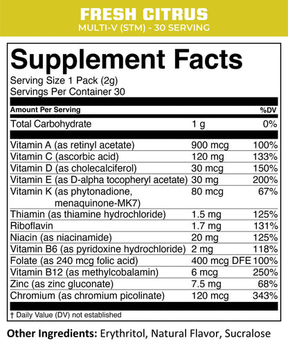 MTN OPS Multi‑V STM On‑the‑Go Daily Multivitamin for Men, Women & Kids – Straight‑to‑Mouth Vitamin C D3 B Zinc Packs – Gluten Free, Natural Flavors, 30 Servings - dailyvitalstore