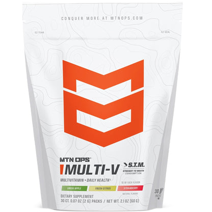 MTN OPS Multi‑V STM On‑the‑Go Daily Multivitamin for Men, Women & Kids – Straight‑to‑Mouth Vitamin C D3 B Zinc Packs – Gluten Free, Natural Flavors, 30 Servings - dailyvitalstore