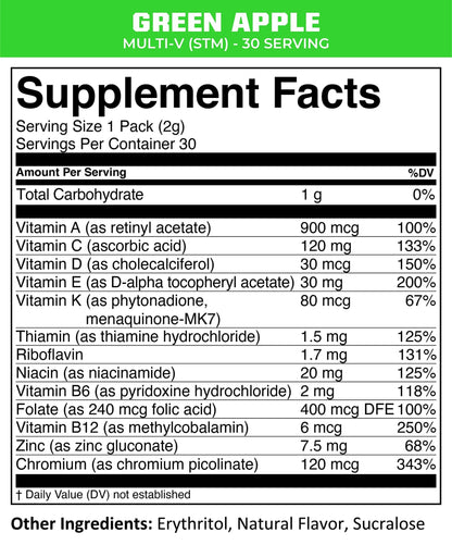 MTN OPS Multi‑V STM On‑the‑Go Daily Multivitamin for Men, Women & Kids – Straight‑to‑Mouth Vitamin C D3 B Zinc Packs – Gluten Free, Natural Flavors, 30 Servings - dailyvitalstore