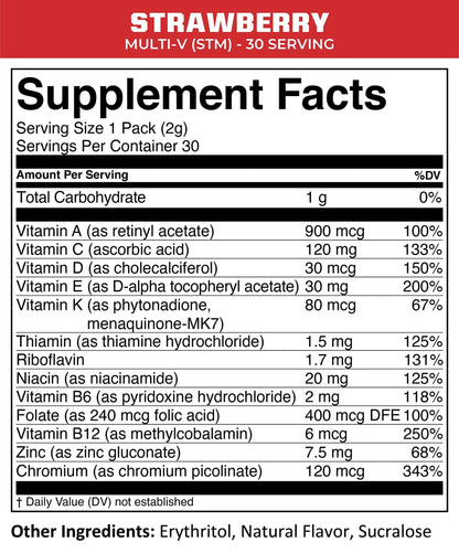 MTN OPS Multi‑V STM On‑the‑Go Daily Multivitamin for Men, Women & Kids – Straight‑to‑Mouth Vitamin C D3 B Zinc Packs – Gluten Free, Natural Flavors, 30 Servings - dailyvitalstore