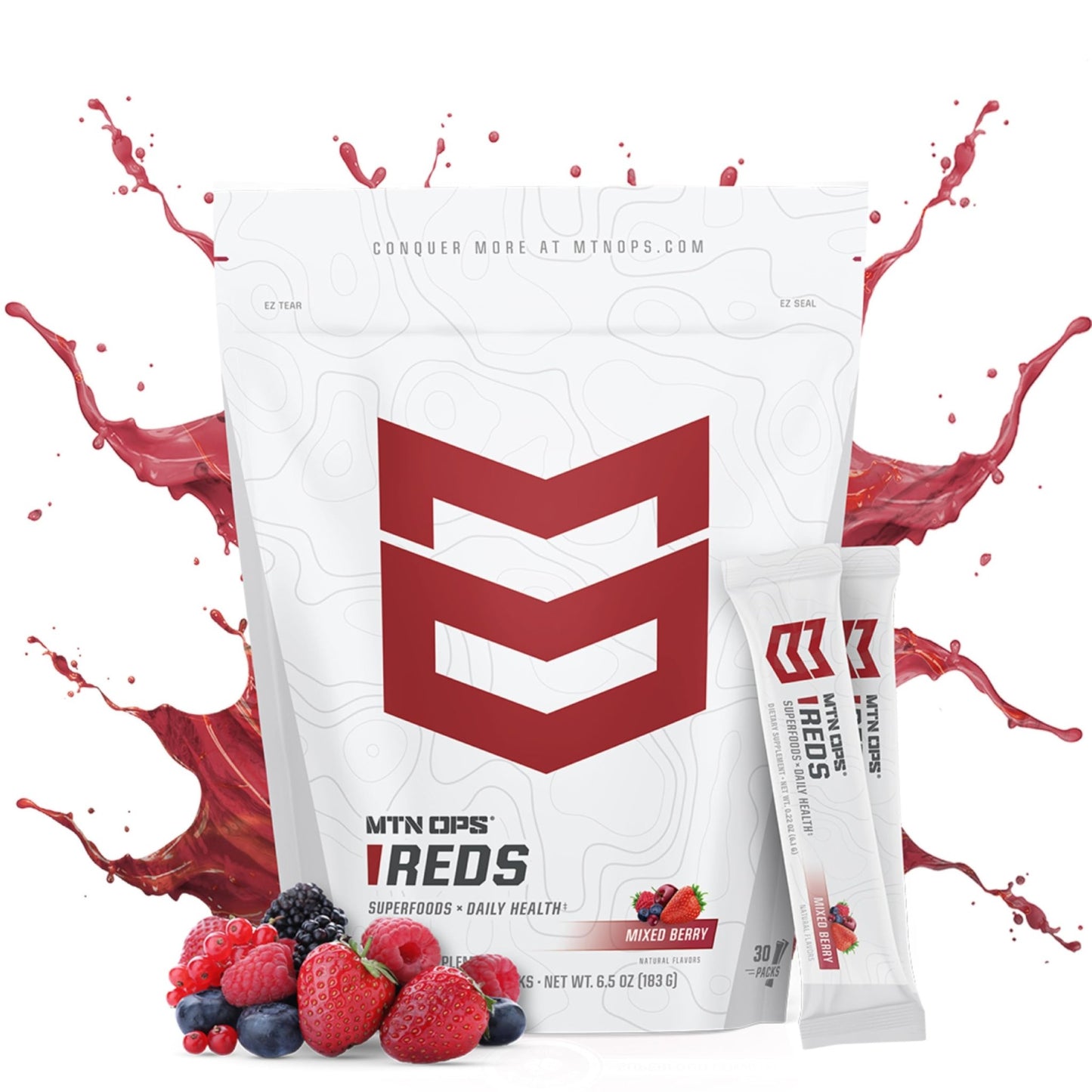 MTN OPS Reds Super Reds Antioxidant Drink Powder Daily Health Blend with Phytonutrients Free Radical Support 30 On The Go Stick Packs - dailyvitalstore
