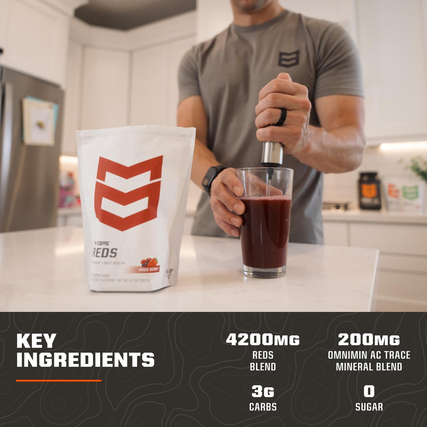 MTN OPS Reds Super Reds Antioxidant Drink Powder Daily Health Blend with Phytonutrients Free Radical Support 30 On The Go Stick Packs - dailyvitalstore