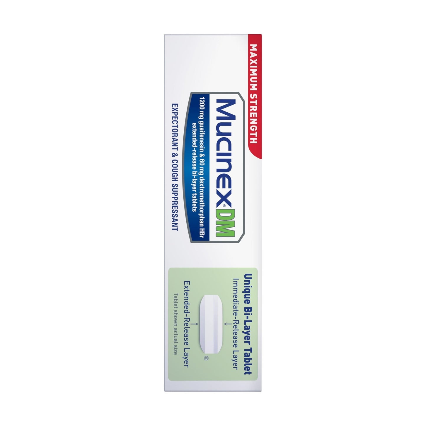 Mucinex DM 12Hr Maximum Strength Chest Congestion & Cough Medicine for Adults, Cold and Cough Medicine for Excess Mucus Relief, 1200 mg Guaifenesin & 60 mg Dextromethorphan HBr, 48 Bi-Layer Tablets - dailyvitalstore