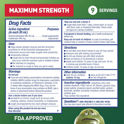 Mucinex DM Max Liquid Cough & Cold Medicine for Adults, Cold and Flu Medicine for Excess Mucus Relief, Guaifenesin, Dextromethorphan Expectorant & Decongestant for Adults, Dr Recommended, 6.0 Fl Oz - dailyvitalstore